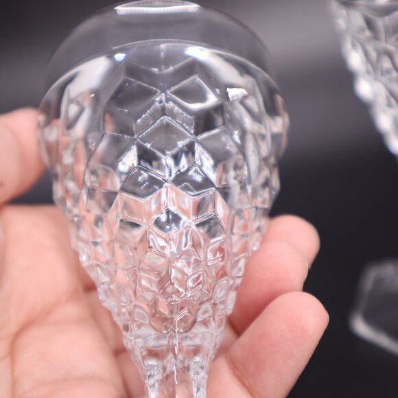 Fostoria American 4-1/2" Hexagon Footed 2oz Wine Glasses 2 pc set vintage - Picture 6 of 8